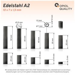 Distanzh&uuml;lse 10x7x40 Rohr geschwei&szlig;t, Edelstahl A2