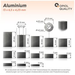 Distanzhülse 15x6,5x20 aus Vollmaterial, Edelstahl A2