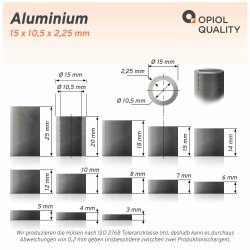 Distanzh&uuml;lse 15x10,5x2 aus Aluminium
